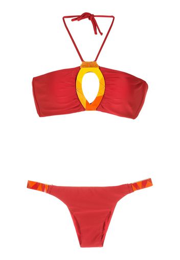 Amir Slama Set bikini con ricamo - Rosso