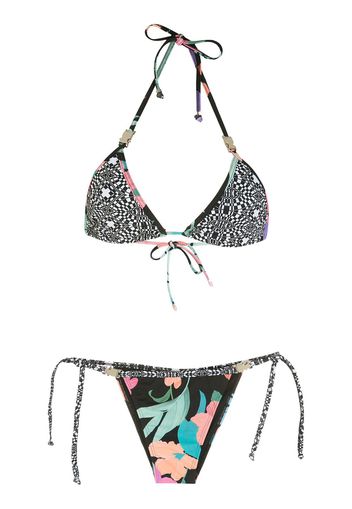 Amir Slama Set bikini con stampa - Nero