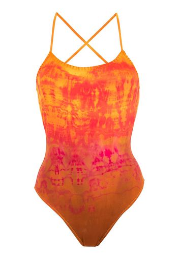 Amir Slama Costume intero con fantasia tie-dye - Arancione