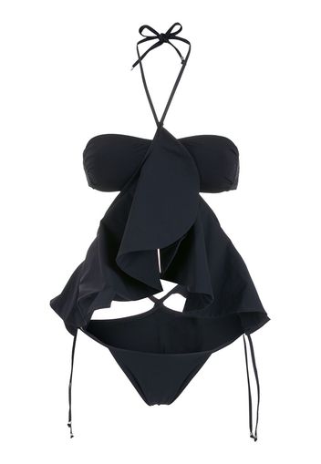 Amir Slama Bikini con ruches - Nero