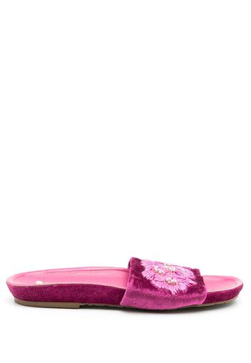 Amir Slama Sandali slides con ricamo - Rosa