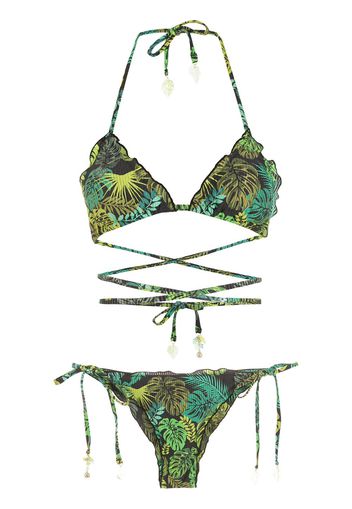 Amir Slama Bikini con stampa tropicale - Verde