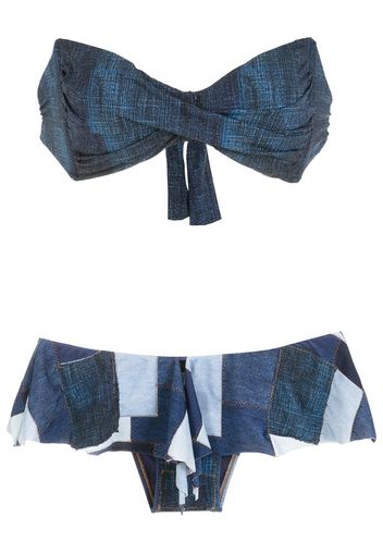 Amir Slama Set bikini con stile patchwork - Blu