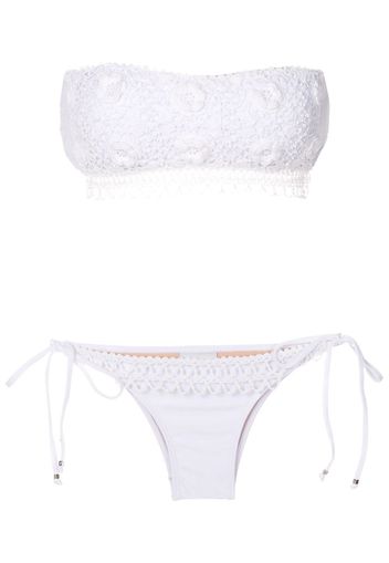 Amir Slama Set bikini con ricamo - Bianco