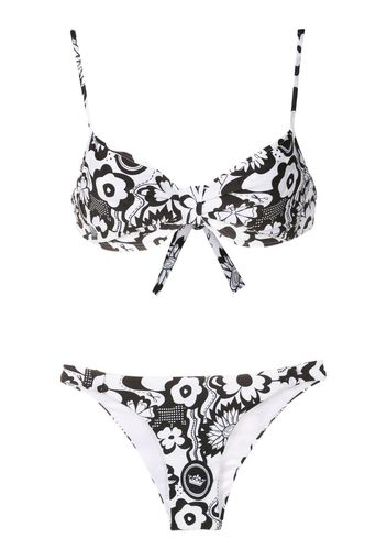 Amir Slama Set bikini a fiori - Nero