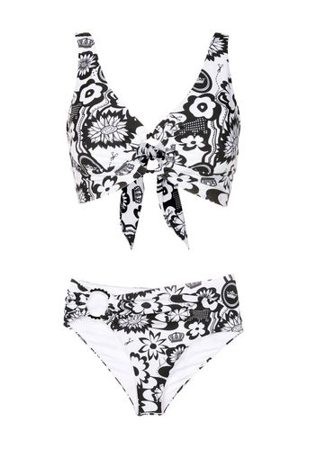 Amir Slama Set bikini a fiori - Nero