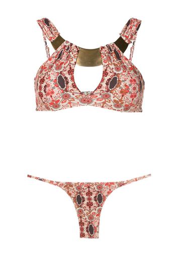 Amir Slama Set bikini a fiori con cut-out - Rosso