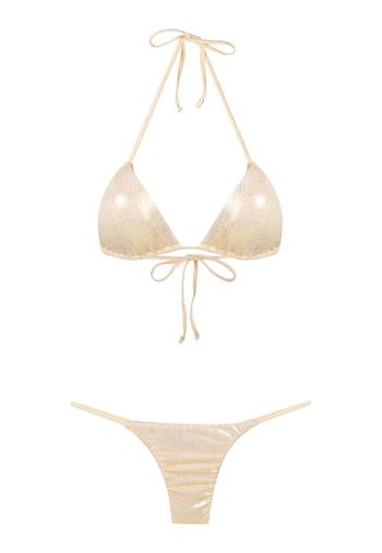 Amir Slama Set bikini con effetto metallizzato - Oro
