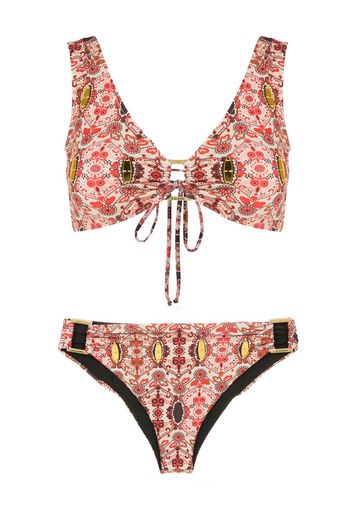 Amir Slama Set bikini a fiori con scollo a V - Rosso