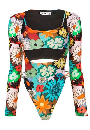 Amir Slama Costume intero a fiori con cut-out - Multicolore