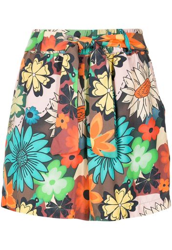 Amir Slama Shorts a fiori con cintura - Multicolore