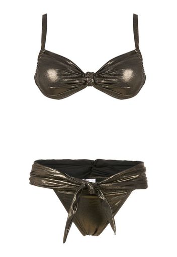 Amir Slama Bikini con arricciatura - Nero