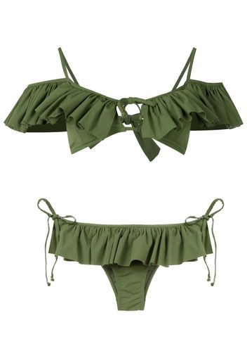 Amir Slama Bikini con ruches - Verde