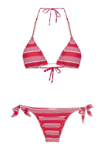 Amir Slama Bikini a triangolo con perle - Rosso