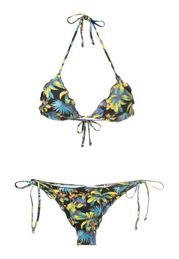 Amir Slama Bikini a triangolo con stampa tropicale - Nero