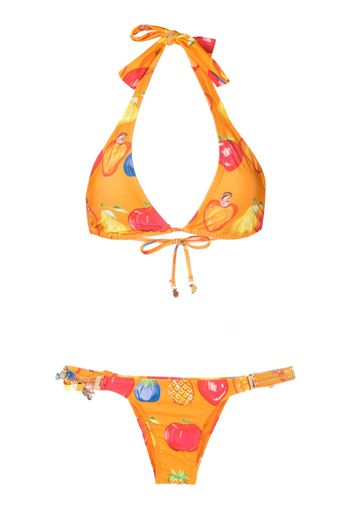 Amir Slama Set bikini con stampa - Arancione