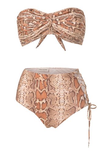 Amir Slama snakeskin-print tie-fastening bikini - Marrone