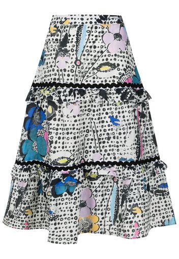 Amir Slama floral-print tiered midi skirt - Multicolore