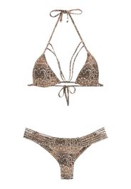 printed triangle top bikini set