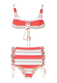 Bikini a righe con slip a vita alta