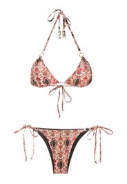 Amir Slama Set bikini a fiori con scollo all'americana - Multicolore