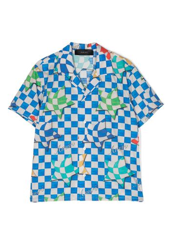 AMIRI KIDS checkered short-sleeve shirt - Blu