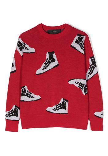 AMIRI KIDS patterned intarsia-knit wool sweater - Rosso