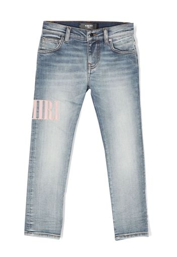 AMIRI KIDS logo-patches straight-leg jeans - Blu