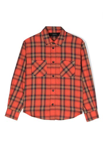 AMIRI KIDS logo-embroidered check-pattern shirt - Rosso