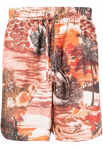 AMIRI patterned silk drawstring shorts - Rosa