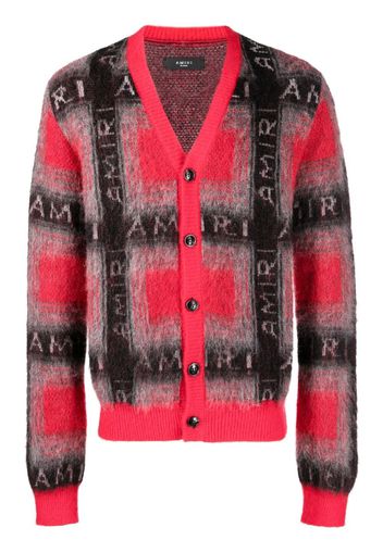 AMIRI logo plaid cardigan - Rosso