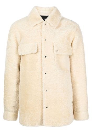 AMIRI logo-print shearling jacket - Bianco