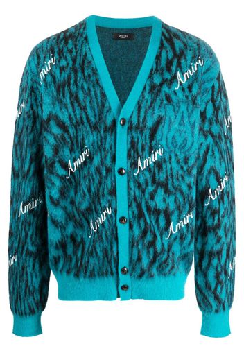 AMIRI logo-print knitted cardigan - Blu