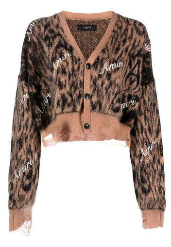 AMIRI leopard-print cropped cardigan - Marrone