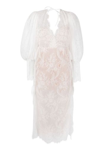 Ana Radu lace-panelling midi dress - Bianco