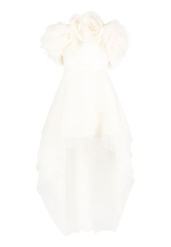 Ana Radu floral-appliqué organza layered dress - Bianco