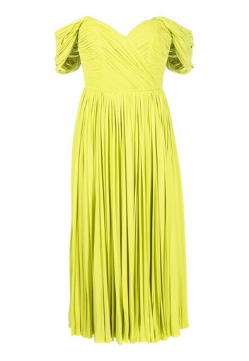 Ana Radu off-shoulder pleated midi dress - Verde