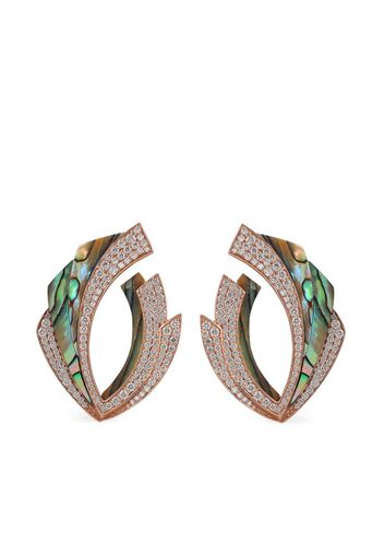 Ananya 18kt rose gold Mogra Blossom abalone and diamond earrings - Rosa