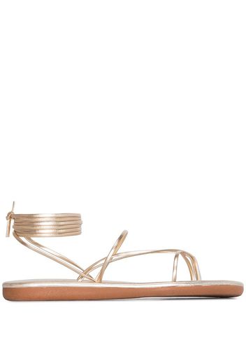 gold string leather sandals