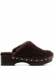 Ancient Greek Sandals closed sheepskin clogs - Marrone