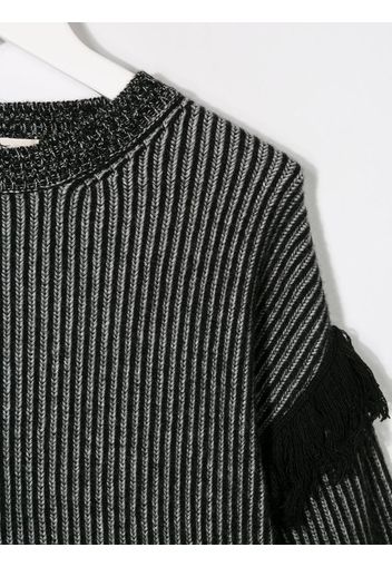 fringe ribbed knit jumper