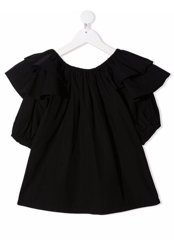 Andorine ruffle short-sleeve blouse - Nero