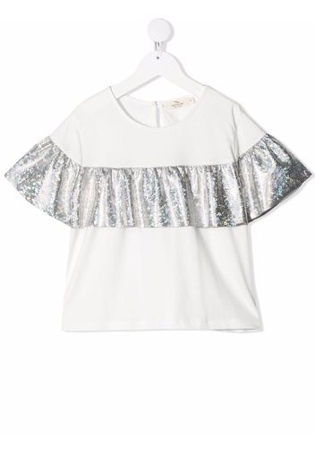 Andorine ruffle short-sleeve blouse - Bianco