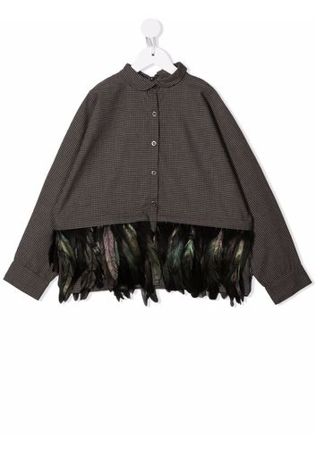 Andorine feather-trimmed cotton shirt - Nero