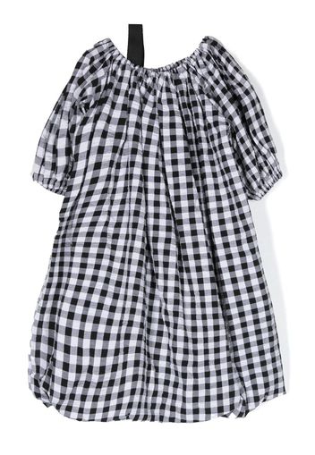 Andorine asymmetric check-pattern dress - Bianco