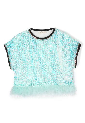 Andorine T-shirt girocollo con decorazione - Blu