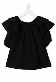 Andorine ruffle short-sleeve blouse - Nero