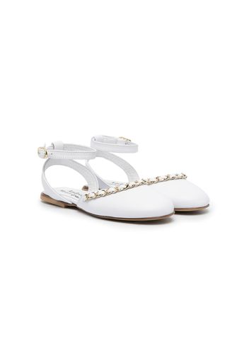 Andrea Montelpare chain-detail buckled ballerinas - Bianco