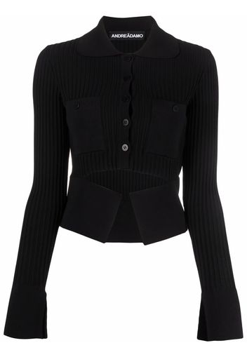 ANDREADAMO ribbed buttoned-up knitted top - Nero