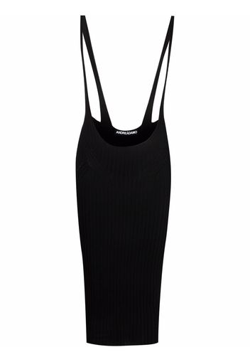 ANDREADAMO ribbed-kni pinafore dress - Nero